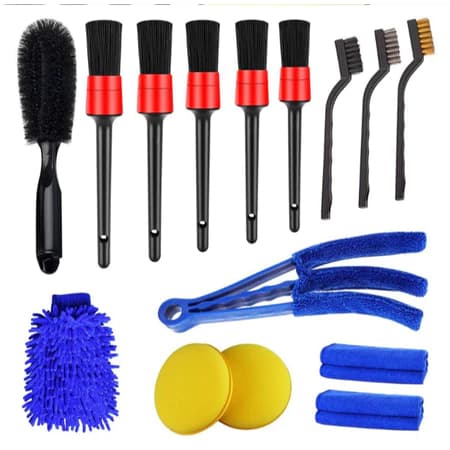Kit 15 Peças Lavagem Automotiva Esponja + Escova + Flanela 30x40cm + Aplicador de Cera + Luva Microfibra + Pincel