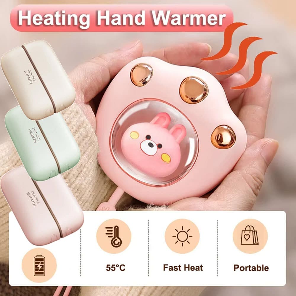 2400mah Mini Aquecedor Portátil De Mãos De Gato Pata De Inverno Fofo Elétrico De Bolso Recarregável USB