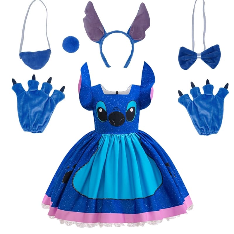 Stitch Meninas Vestido Dos Desenhos Animados De Princesa Trajes De Festa De Aniversário 2-10 Anos Novas Roupas