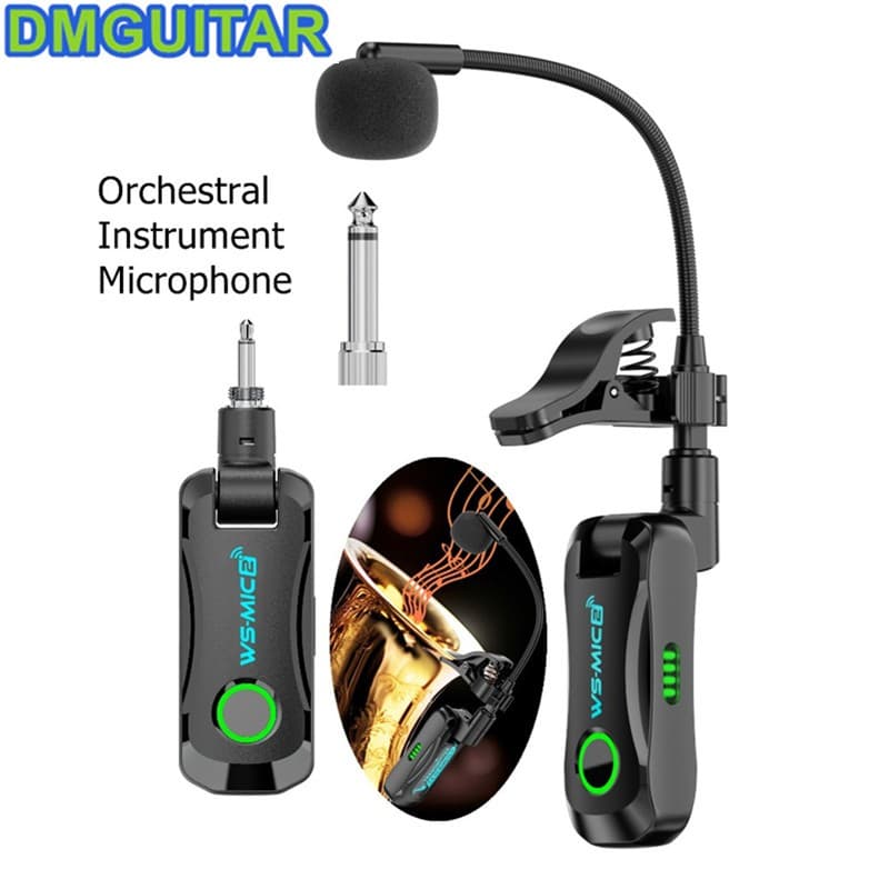 WS-MIC2 2.4G Saxofone Sem Fio Microfone Clip-On Instrumento Para Sax Trompete Receptor Transmissor De Áudio