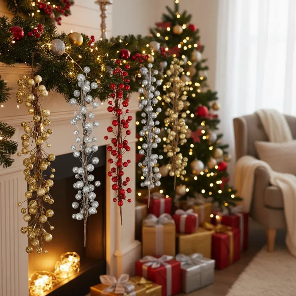 Árvore De Natal De 60 Cm De Comprimento Com Decorações De Videira E Frutas De 195 , Decoração De Casa