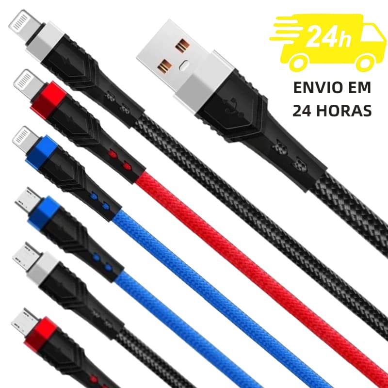 Cabo De Carregamento De Dados Usb Turbo Celular V8/IPHONE Todas As Marcas De Alta Velocidade E Rápido 1.2m
