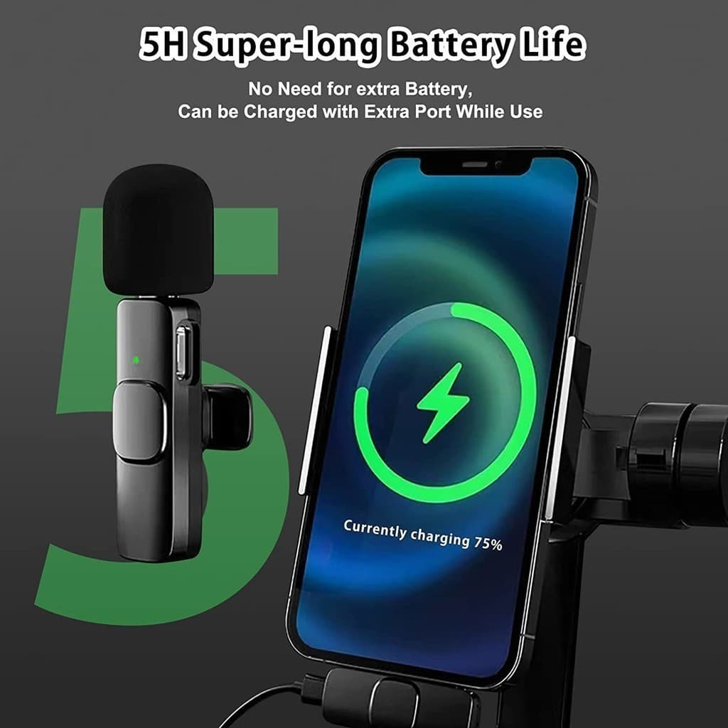 Microfone sem fio de lapela K9 (adequado para gravação de Vlog, compatível com Interface tipo C e iPhone)