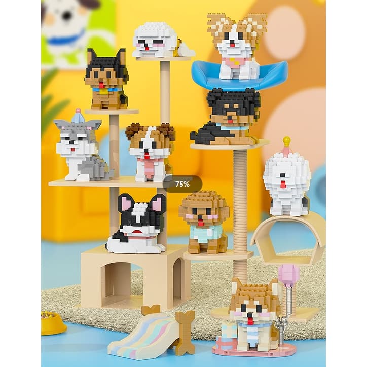 Boneca De Desenho Animado Gato Cachorro Animal De Estimação Blocos De Construção Menino E Menina Quebra-Cabeça Brinquedo