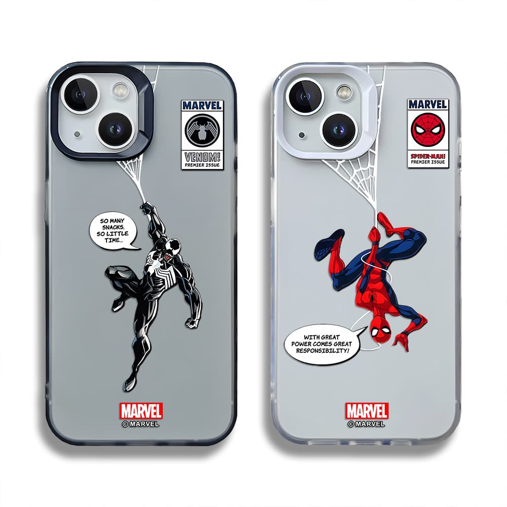 Capa Marvel Para iPhone 17/16/15/14/13/12/11 ProMax Venom/Spider-Man Macia De Plástico Fosco 7/8 Plus/X/XR/Xs Max