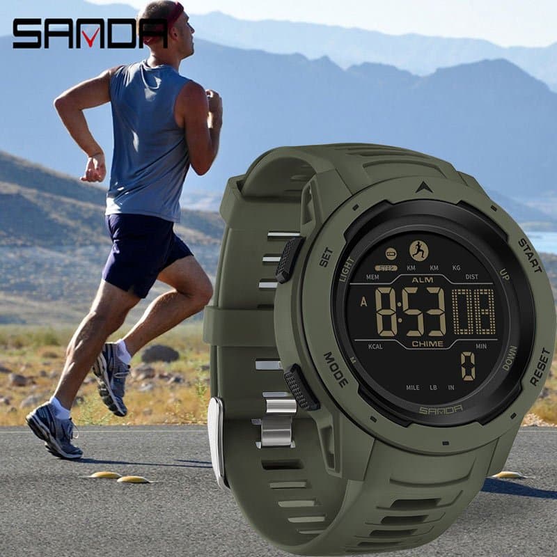 Sanda 2145 Calorie step-by-Relógio Eletrônico À Prova D'água Multifuncional Esportes De Choque Pulseira Reta Inteligente