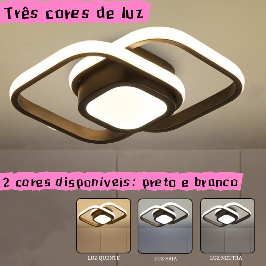 Luminária De Teto Plafon Led Moderna Lustre para Corredor Sala Quarto Cozinha