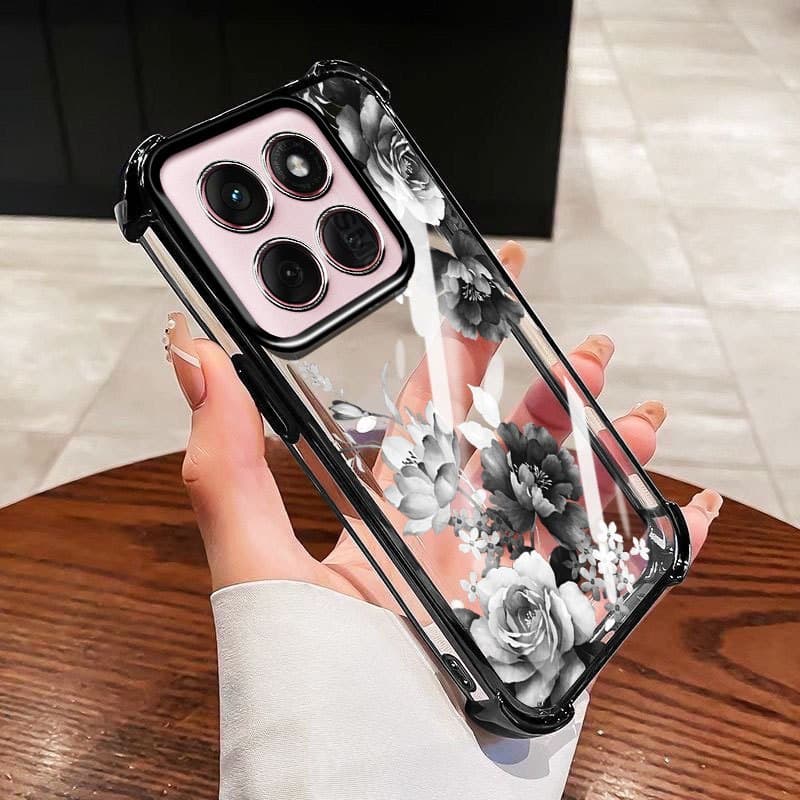 Capa YBD Para Motorola Moto G56 G86 Edge 60 Pro 70 Fusion + 60S G77 G67 G87 Flores E Borboletas De Cristal Airbag De Qua
