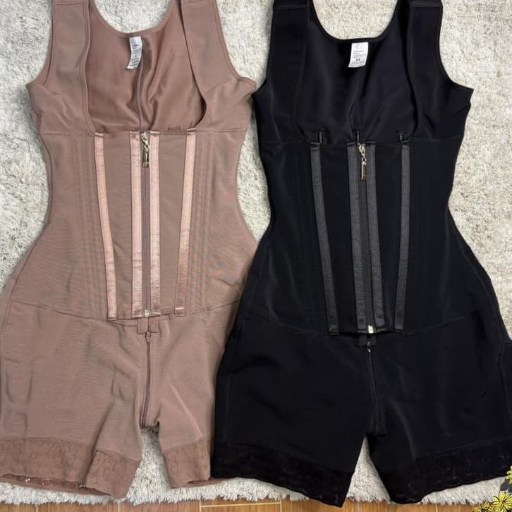 Modelador Corporal Feminino Bodysuit Colombiano 9 Ossos | Cinto Alta Compressão Controle Duplo Barriga
