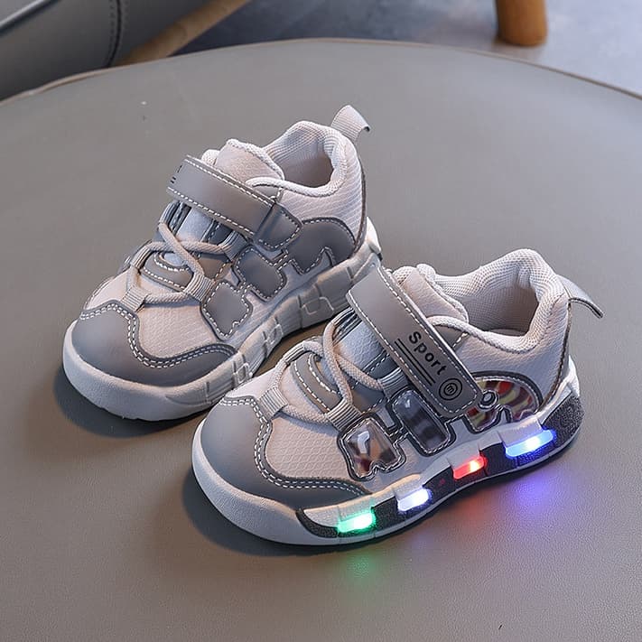 Tênis infantil Menino Tênis com luz LED Bebê Tênis casual de sola macia Antiderrapante  resistente ao desgaste