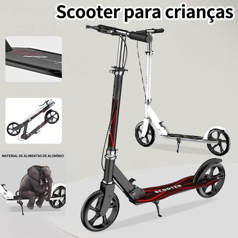 Patinete Infantil Adulto Juvenil 2 Rodas Dobrável Portátil Suporta até 200 kg