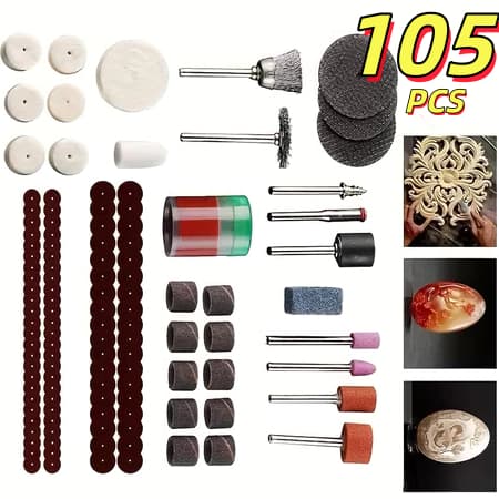 Kit 105 Acessórios Essenciais para Micro Retífica Completo Padrão Dremel Multimarcas lixa disco