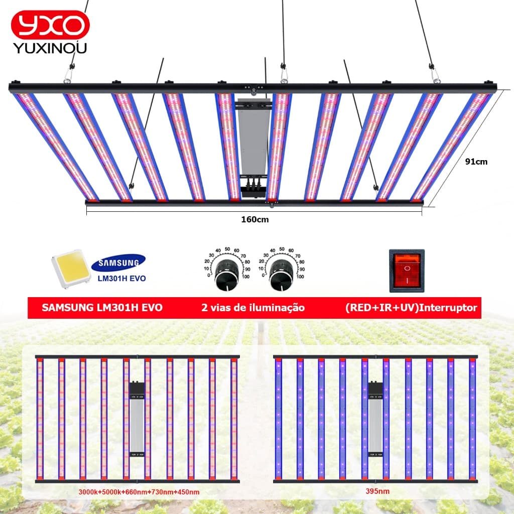 Lm301h Evo 1000w Luz De Cultivo Interior Escurecime Duplo 3000k5000k660nm730nm395nm450nm 110/220v