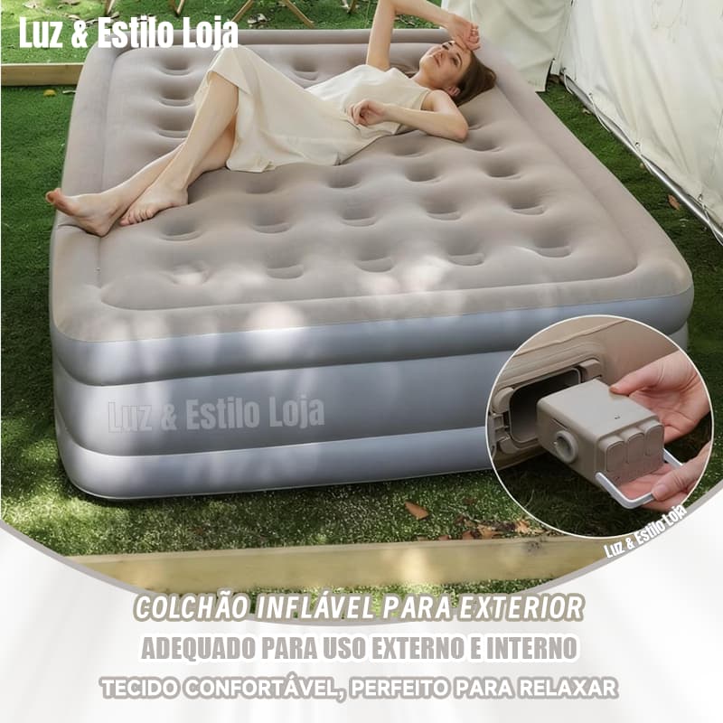 Colchão Inflável Queen Casal Cama De Campanha Bomba Inflável Com Bateria De Lítio Integrada Size 200CM