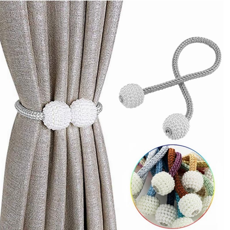 2 Pçs Cortina Magnética Tieback Corda Fivela Falso Pérola Titular Cinta Acessórios De Decoração Para Casa