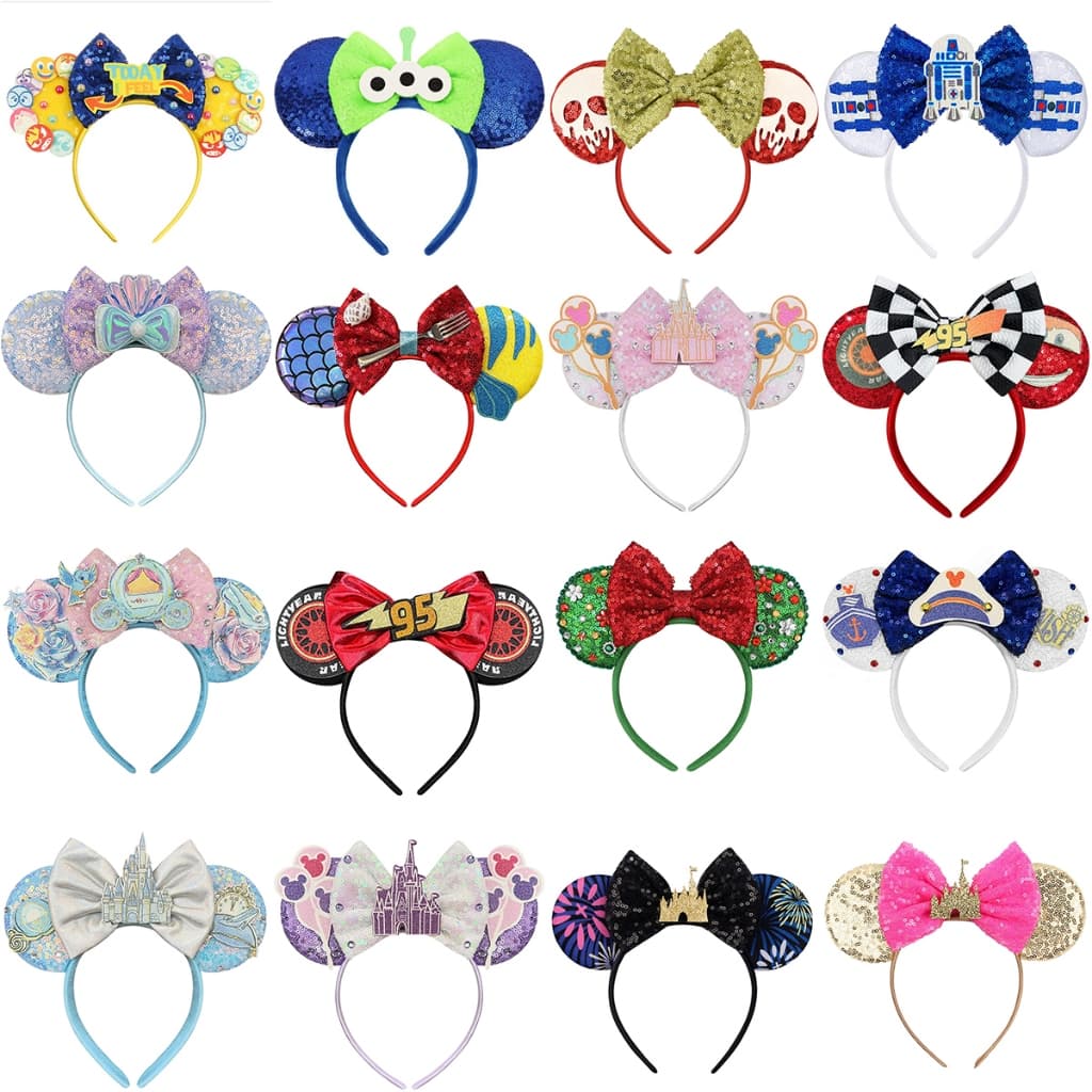 Moda Lantejoulas Minnie Mouse Orelhas Bandana Dos Desenhos Animados Castelo Mickey Parque Viagens Festa Cosplay Cocar