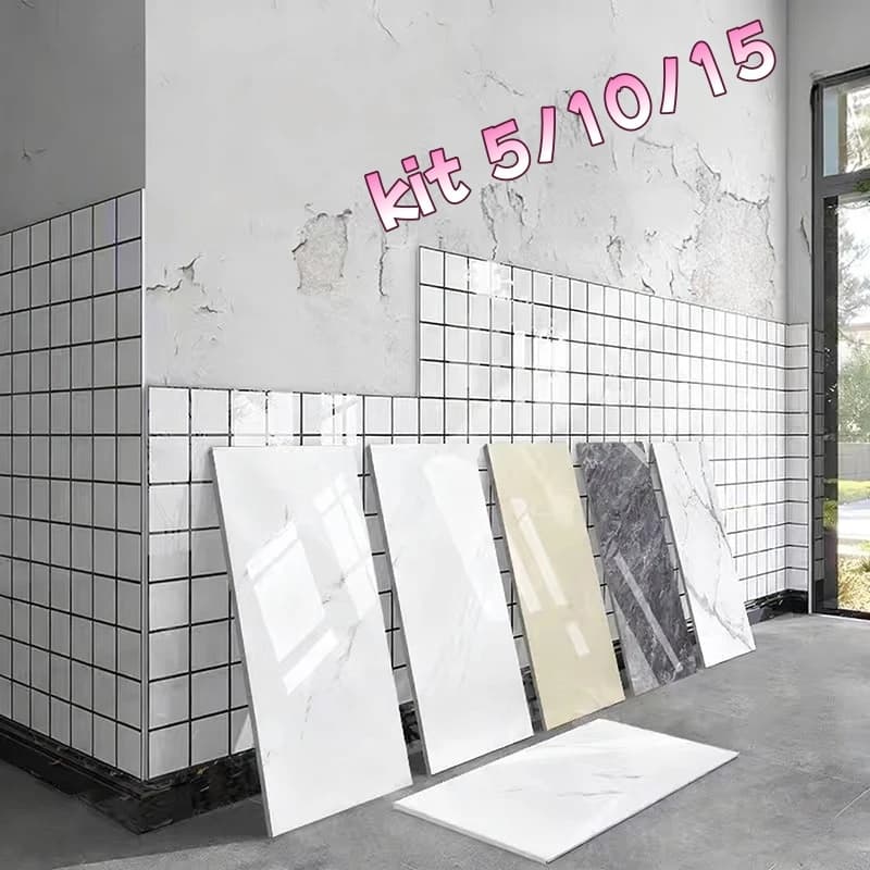 Conjunto de adesivos de parede com textura de mármore 3D, efeito em relevo, lavável, 30 cm x 60 cm - envio rápido