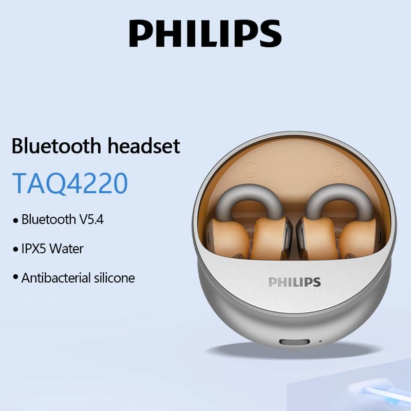 PHILIPS TAQ4220 Fones De Ouvido Abertos Bluetooth 5.4 Design De Clipe De Orelha Fone Esportivo IPX4 À Prova De Suor sili