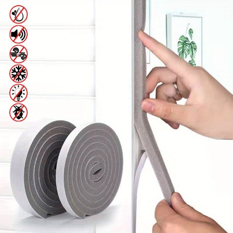 Fita Anti Ruído Espuma Adesiva PVC Automotiva Veda Fresta Porta Janela Armário Fogão Isolador Acústico - 10 metros V