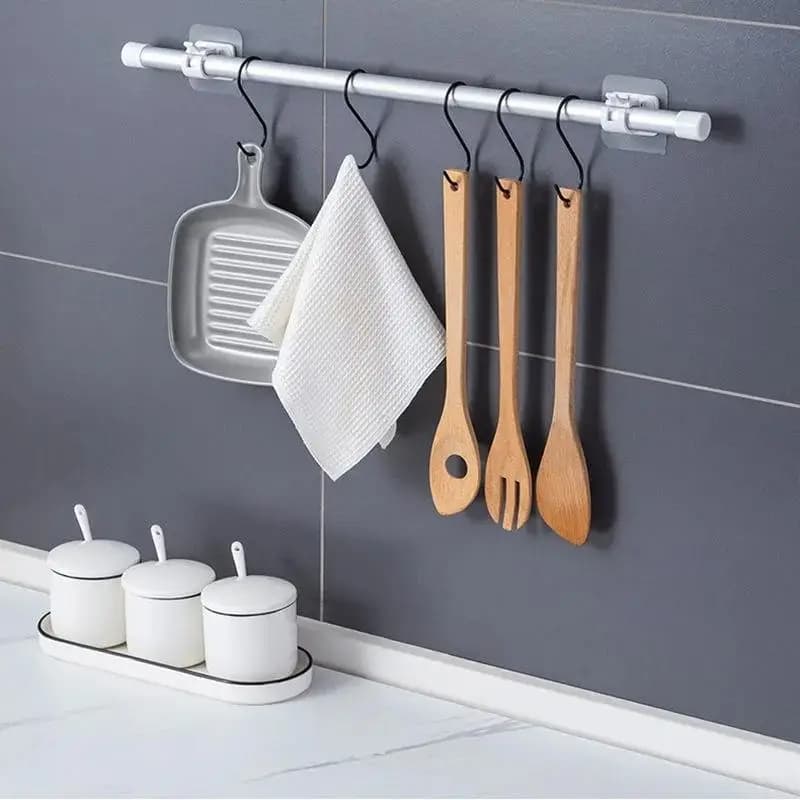 Kit  Suporte Adesivo para Barra de Cortina – Sem Furo, Sem Prego, Alta Resistência, À Prova D’água