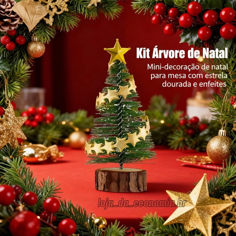Kit Mini Arvore Pinheiro 30cm - 11cm Natal Nevada Lembrancinha Festa Natalina Decoração Enfeite Mesa empresa