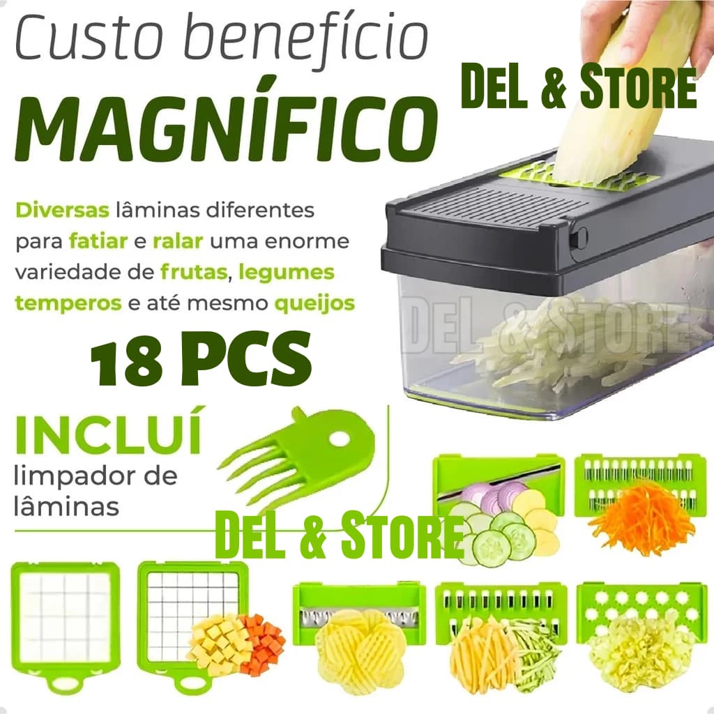 Multiuso Profissional Cozinha Slicer Aço Inox 18 em 1 Fatiador Cortador Ralador De Legumes Verduras Frutas Alimentos