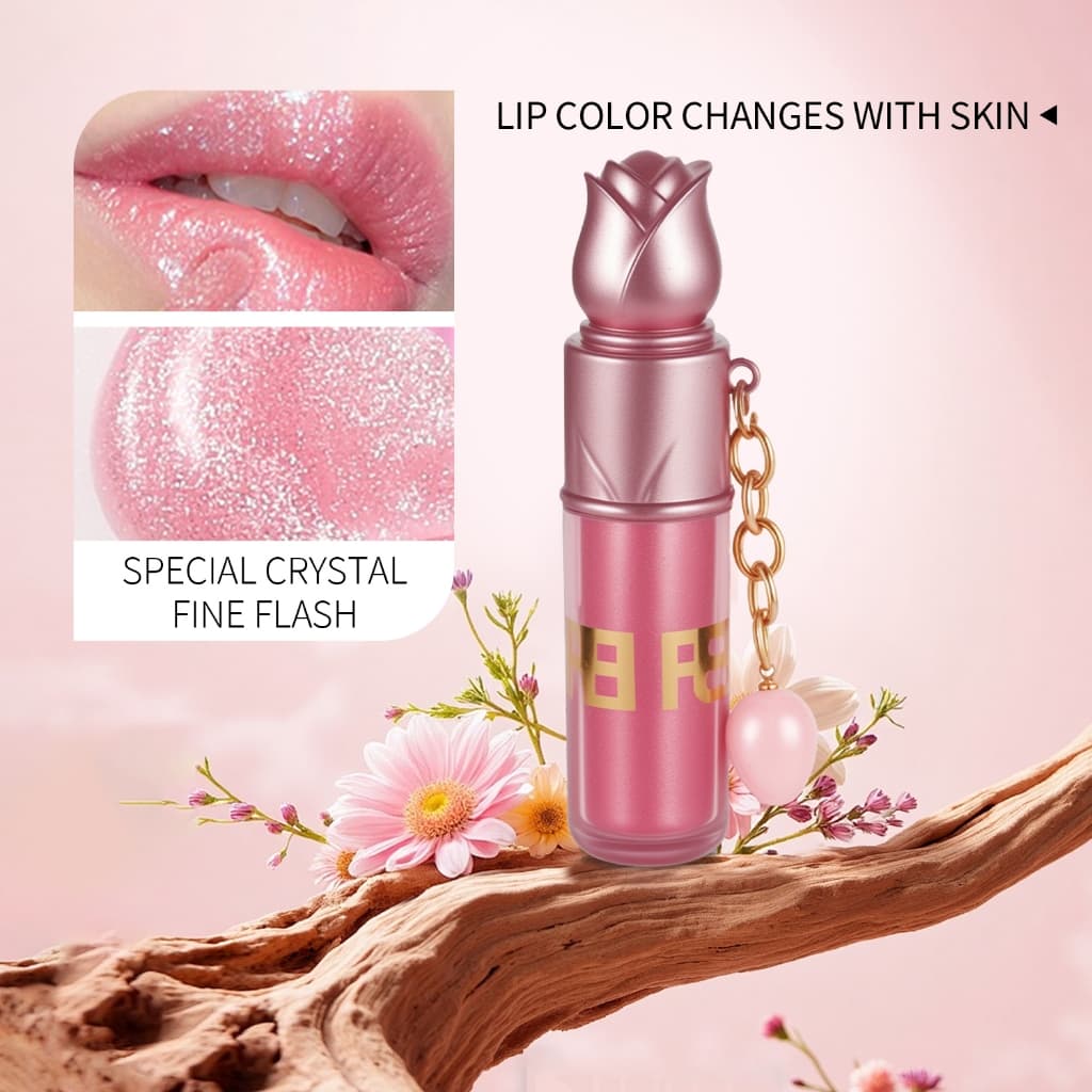 Rose Essence Rosa Cintilante Lip Gloss Brilhante Cor Labial Hidratante E Reduzindo A Linha