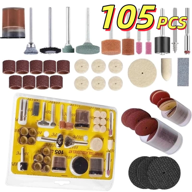 Kit 105 Acessórios Essenciais para Micro Retífica Completo Padrão Dremel Multimarcas lixa disco
