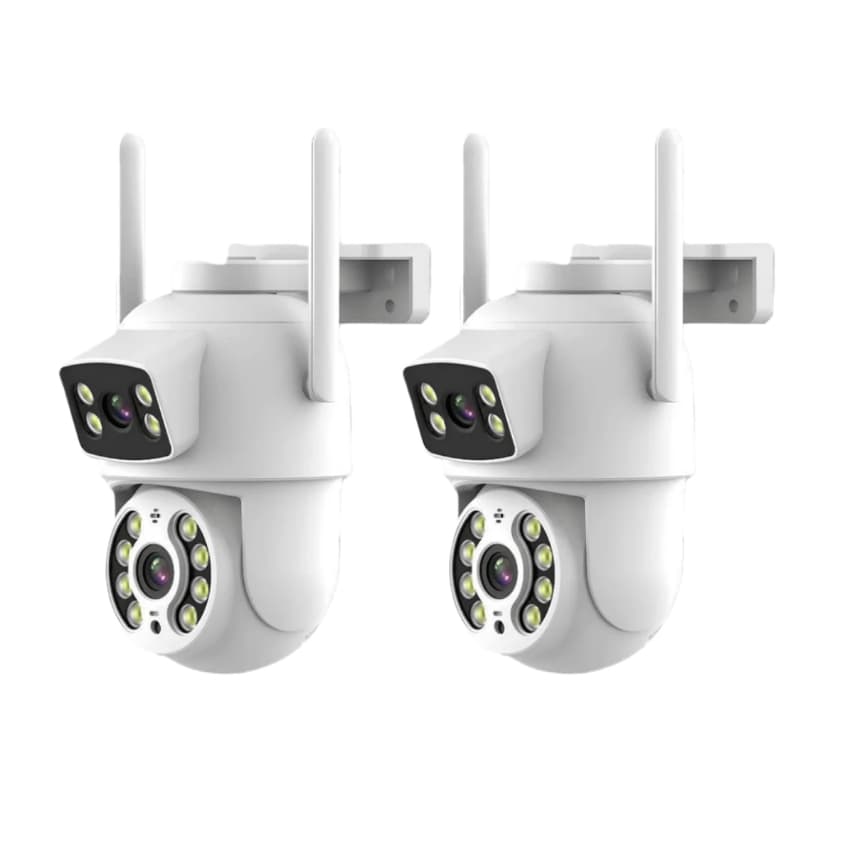 Câmera De Segurança Lente Dupla ICSEE IP66 Wi-Fi 360° Sensor Movimento Visão Noturna 2 em 1 Fixa + Giratória
