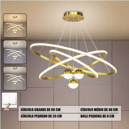 【110V-220V】Lustre De Teto Nórdico De Luxo Lustre Para Sala De Jantar e Estar 1 Luz 3 Cores Lustre Sala De Jantar~