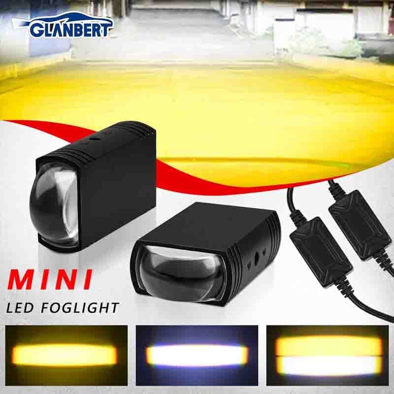 2 Pçs LED Grade Do Carro Holofote Projetor Len Luz DRL 120W Luzes De Condução Da Motocicleta Cor Dupla Branco/Âmbar