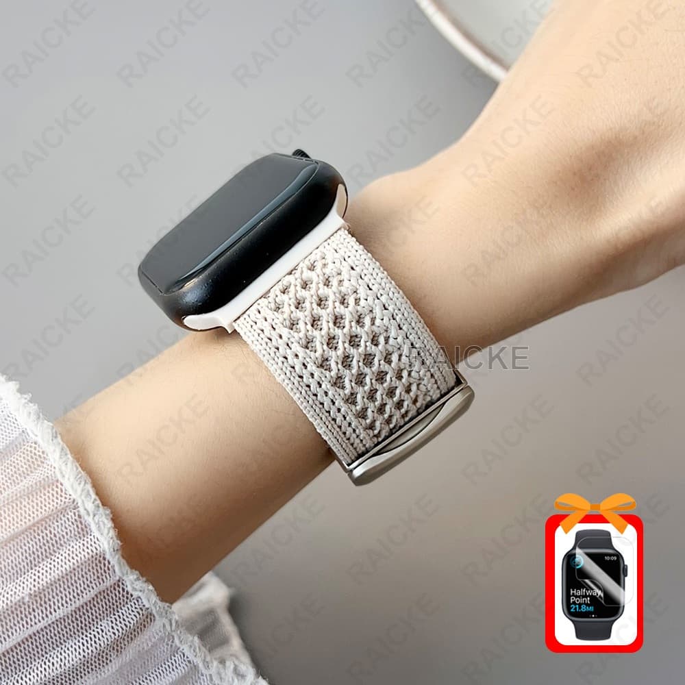 Pulseira Magnética Tecida Respirável De Nylon Para iWatch Série 11/10/9/8/7/6/5/4/3/SE Ultra 2 49mm 46mm 44 45 41 40 38