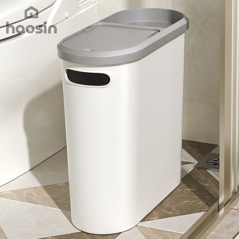 haosin Lixeira 10L com Tampa por Pressão Plástico Premium Antiodor Para Banheiro, Quarto e Cozinha