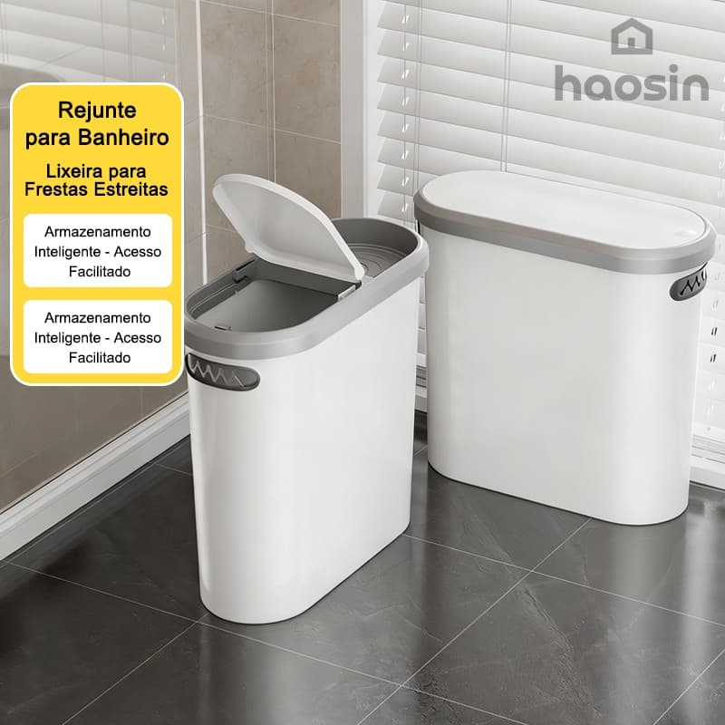 haosin Lixeira compacta de 10 litros com tampa de encaixe, ideal para banheiro e cozinha - design elegante.