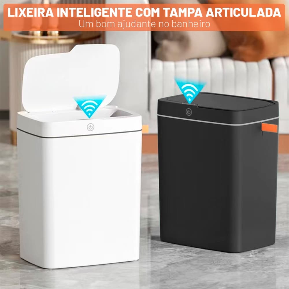 Lixeira Automática 15L Para Banheiro Inteligente Com Sensor Automático  Cozinha E Escritório