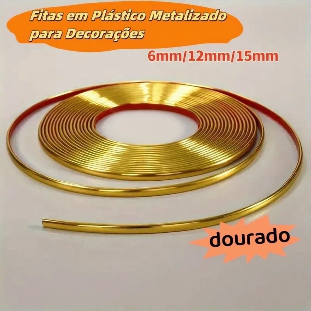 Fita metalizada para decoracao de Pvc 6mm/12mm/15mm/20mm/27mm Com Dupla face com 5 Metros-good