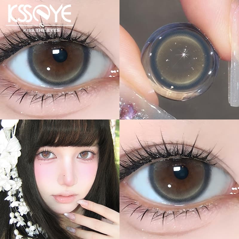 Lente De Contato KSSEYE Eye 6 Meses De Potência (0-8.00) Creme De Névoa De Água 14.2 Mm softlens Com Estojo De Grátis