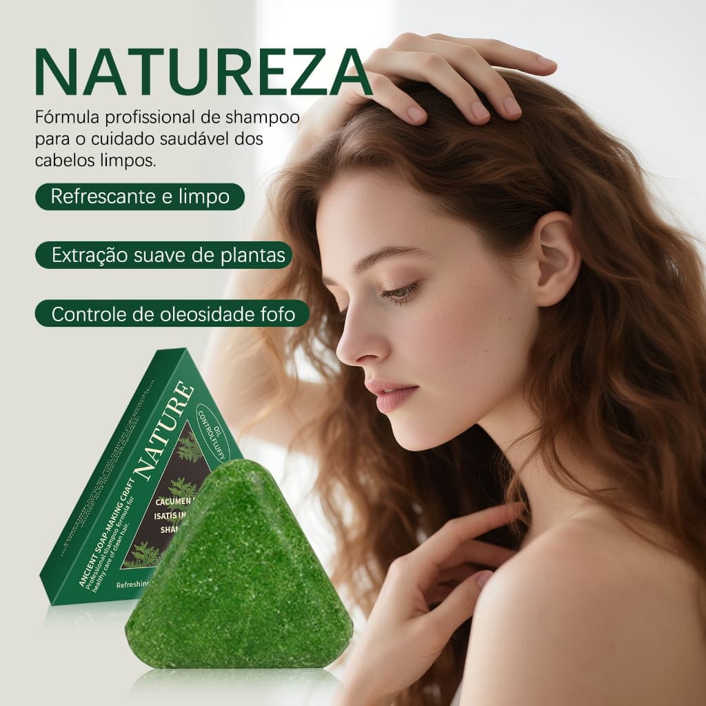 Sabonete Shampoo Volumizante para Cabelo Oleoso 80g | Polígono Multiflorum Controla Sebo Evita Cabelo Achatado