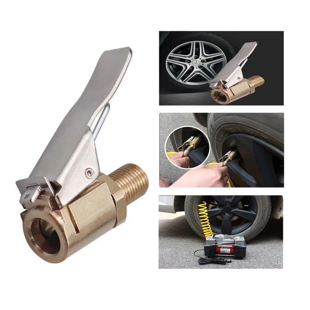Adaptador de inflador de pneus de carro, válvula de bomba de ar, bico rosqueado americano, interruptor de Metal