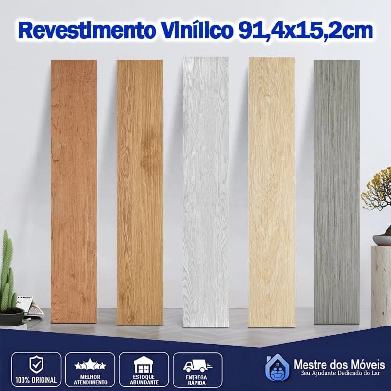 Kit 12 Piso Vinílico Autocolante Adesivo Régua Madeira 94x16cm