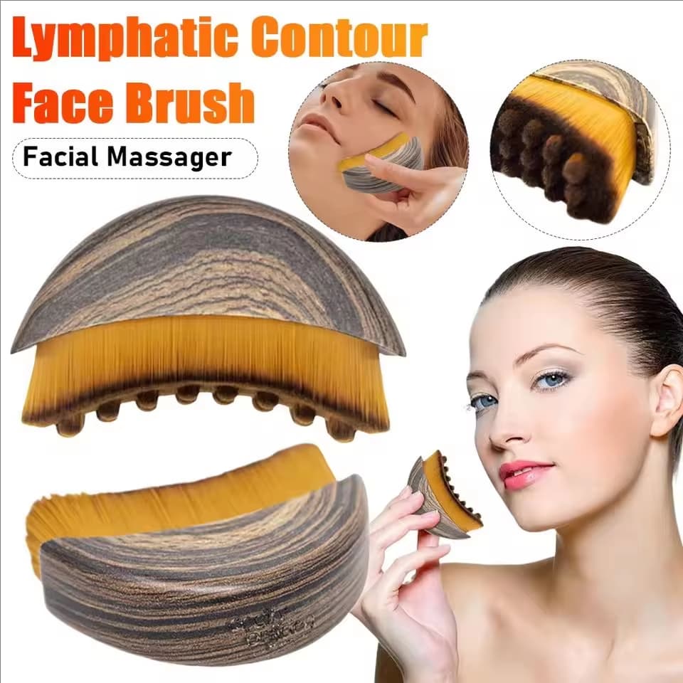 [Estoque Pronto] Pincel Facial Para Contorno Linfático , Conjunto Macio De Seco , Massageador De Drenagem Linfática Rela