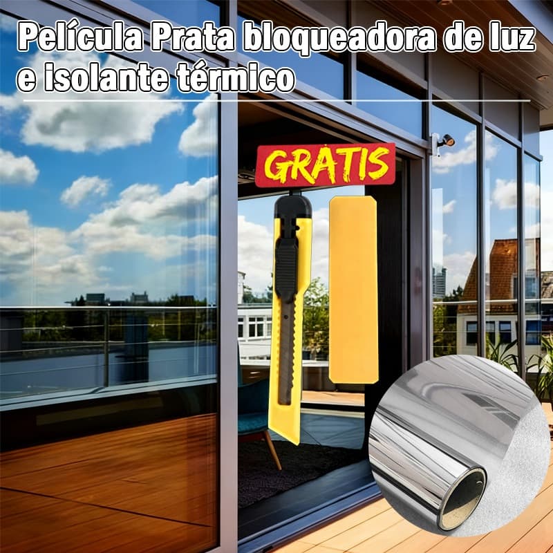 Insulfilm para janela largura 75CM Espelhado Prata / PRETO