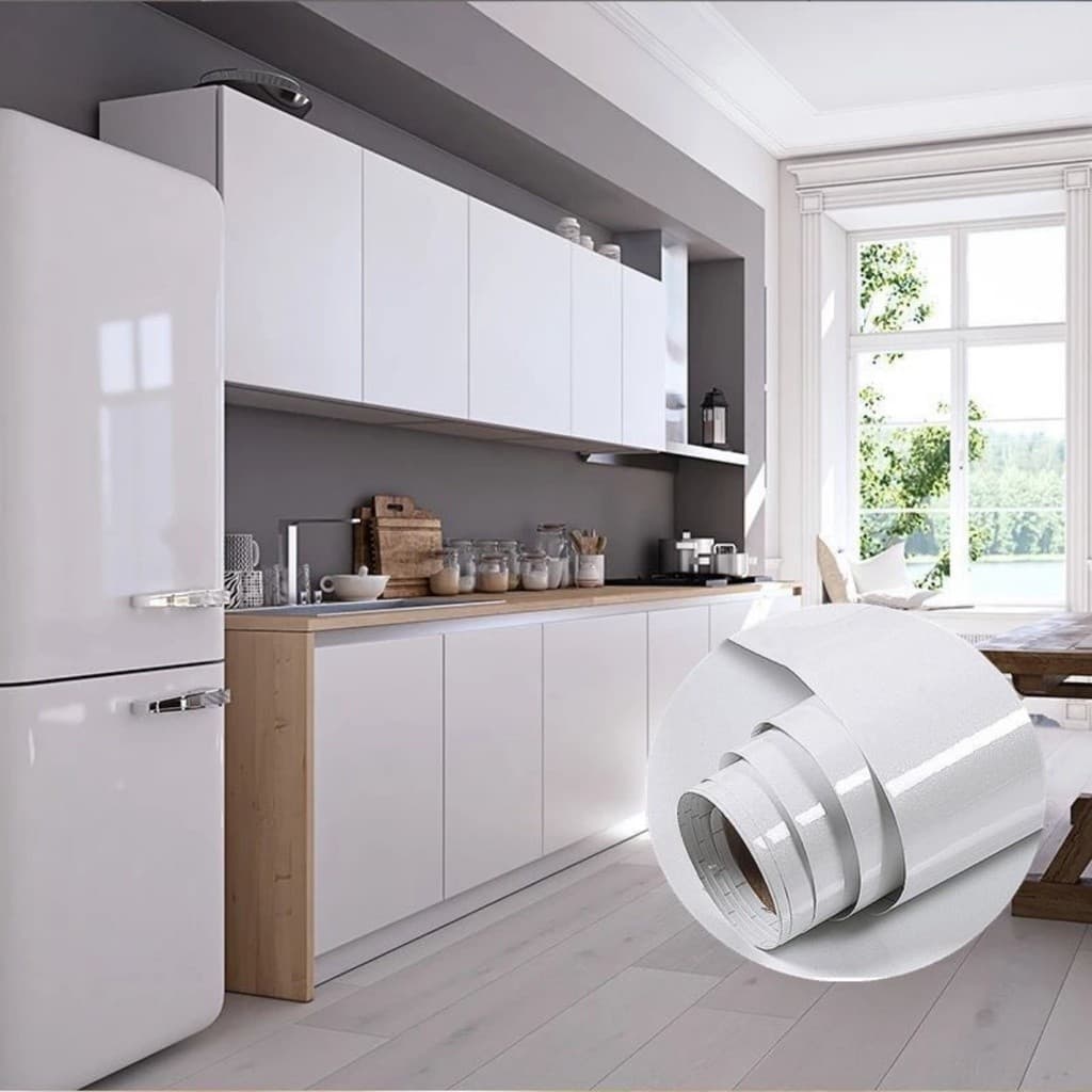 Adesivo Vinil Branco Brilho Fosco Envelopamento moveis Geladeira Fogão Decoração 5/10m x 45cm