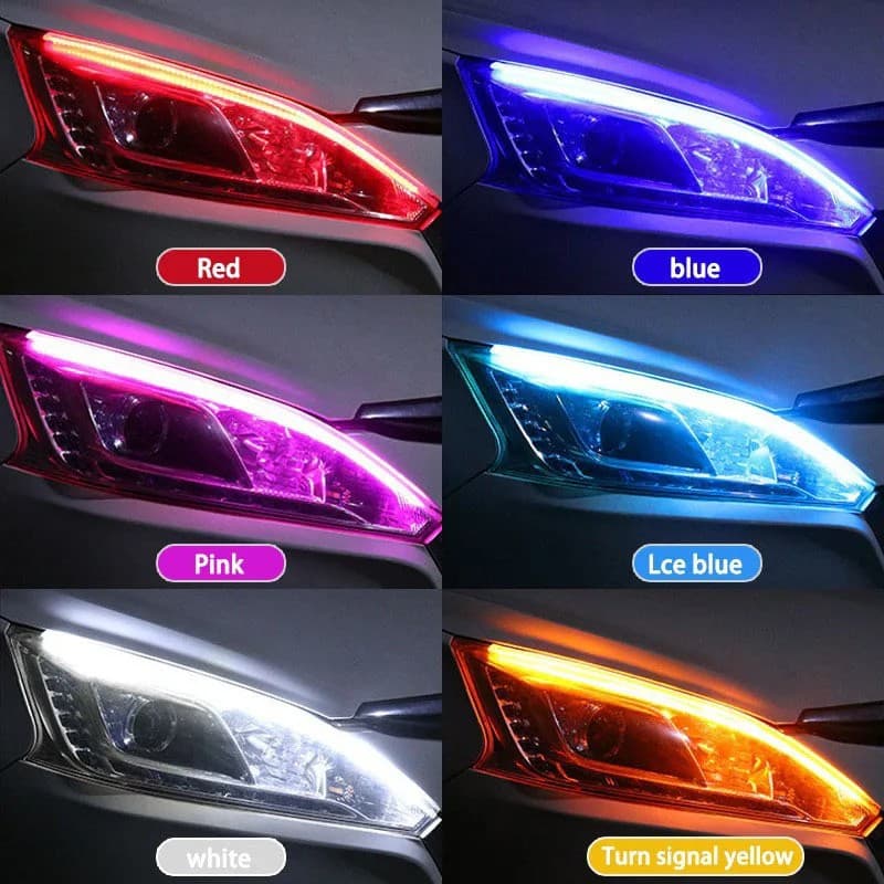 Carolyn General Motors Farol DRL À Prova D'água LED RGB Sinal De Mudança De Direção Luz De Fluxo De Freio Amarela 12V
