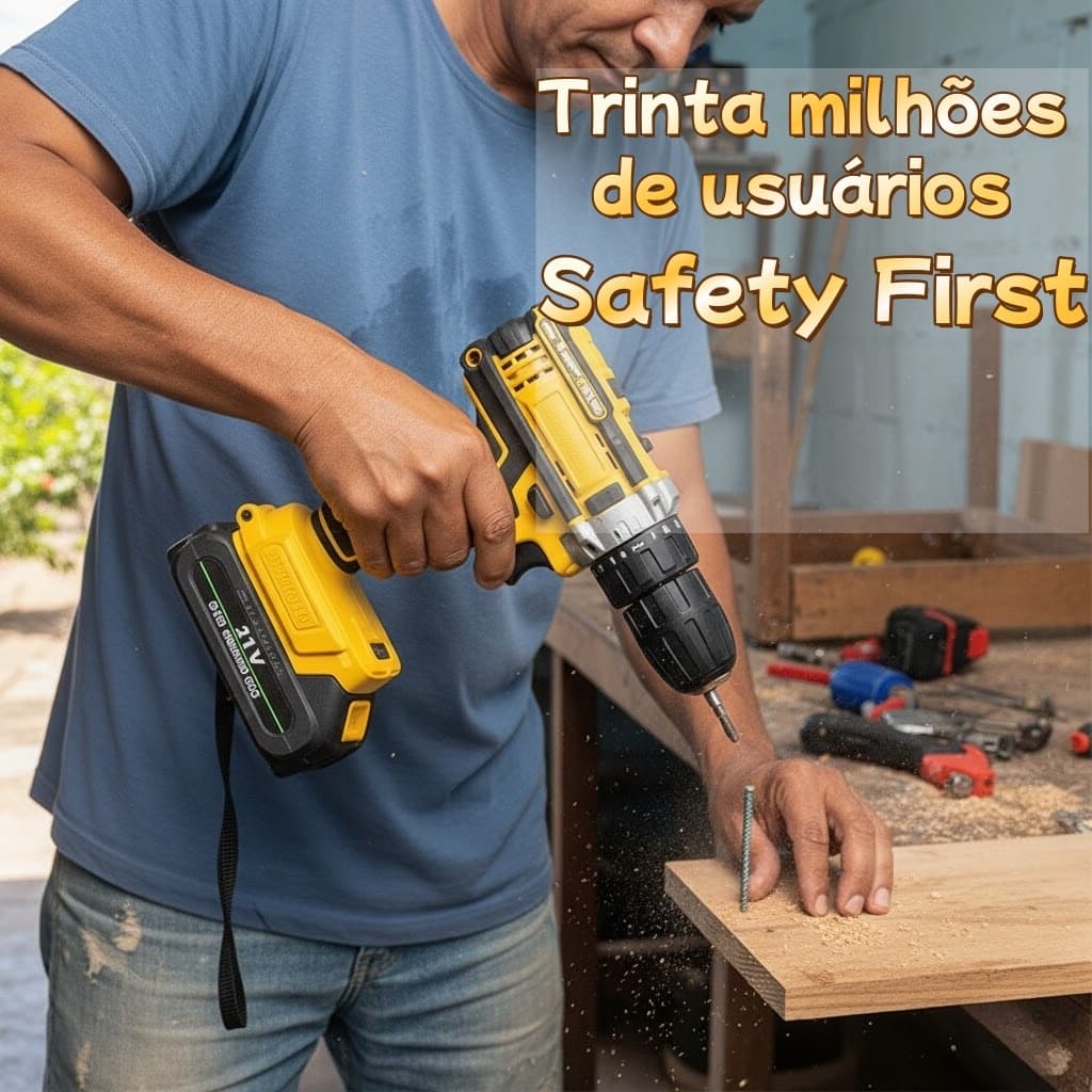Parafusadeira Furadeira 21V 2 Baterias Com Maleta e Acessórios Completo