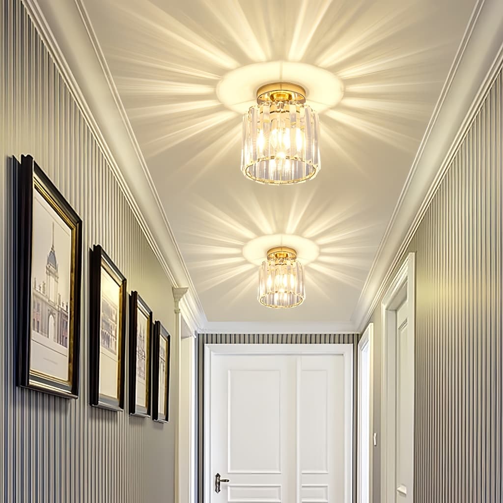 Lâmpada de cristal E27 em estilo moderno minimalista, instalação semi-embutida, sem lâmpada.