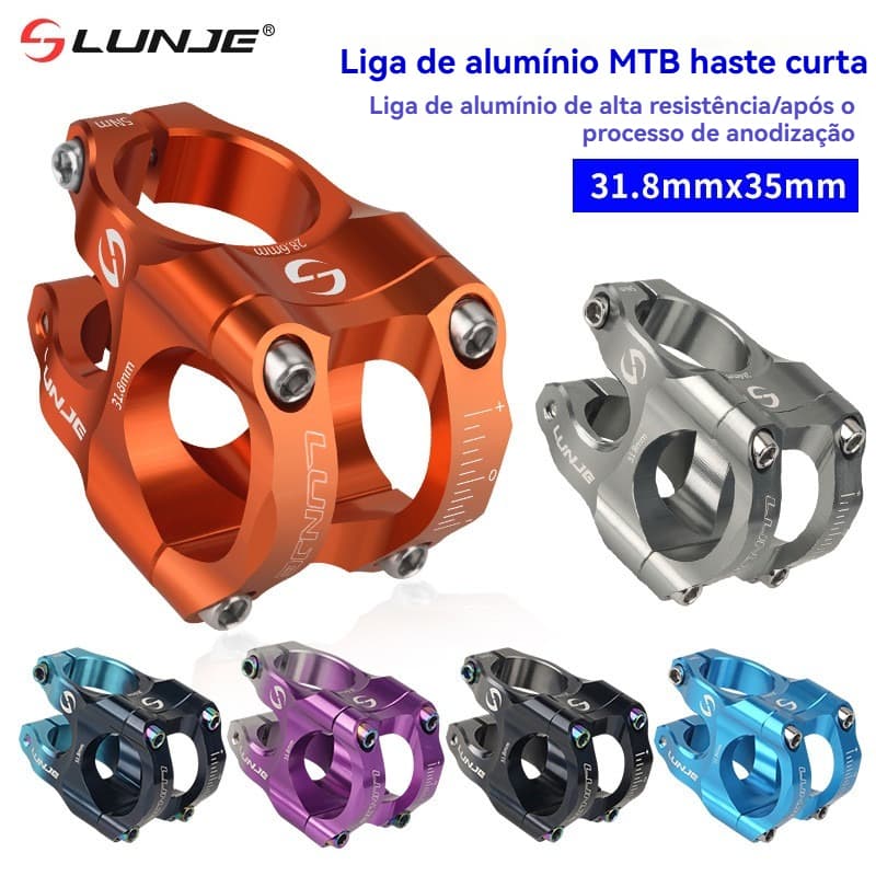 LUNJE Haste Do Guiador Liga De Alumínio MTB Bicicleta Estrada Ultraleve Alta Resistência Curto 31.8MM CNC DH/AM/XC Peças