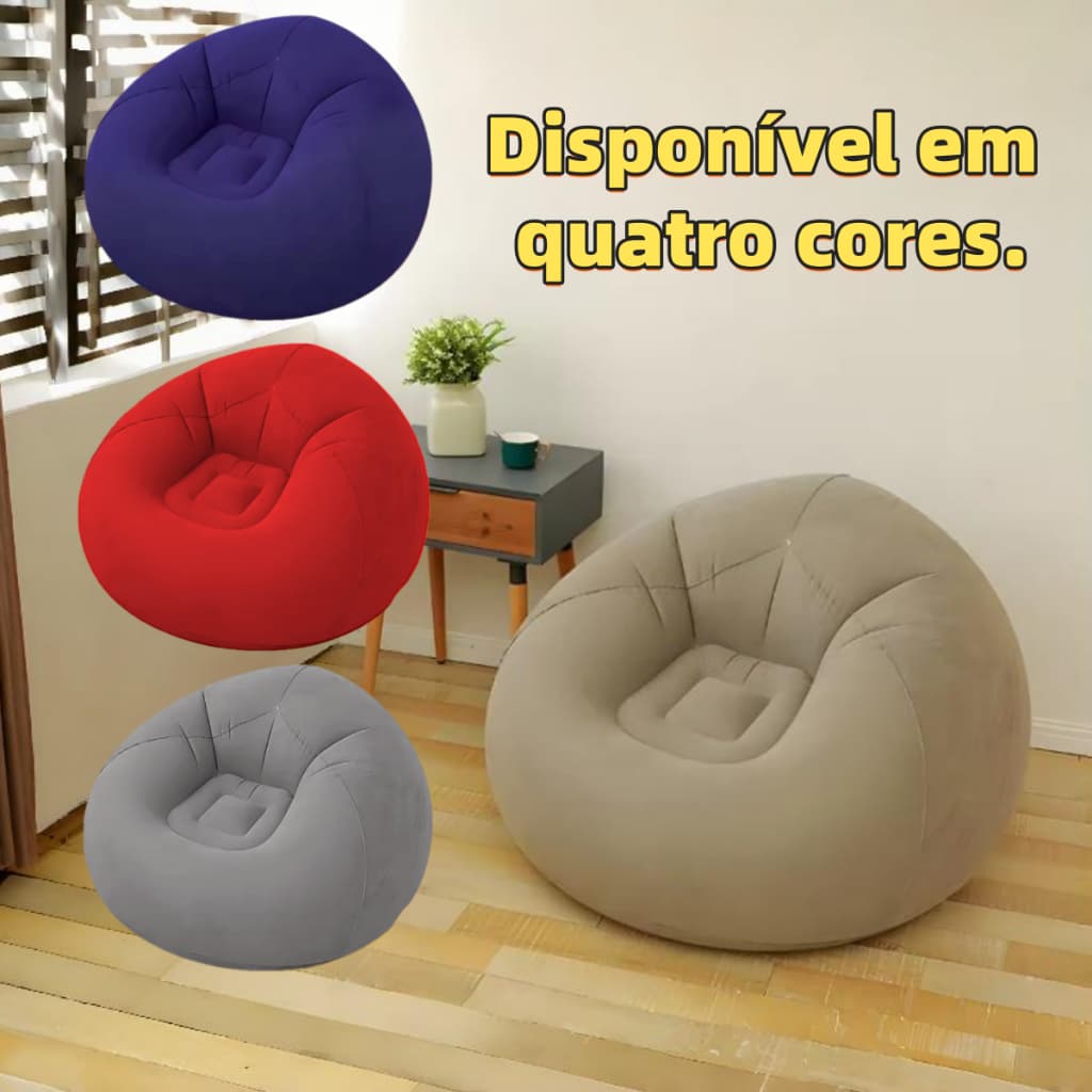 Poltrona Puff Inflável Descanso Casa Veludo Preguiçoso