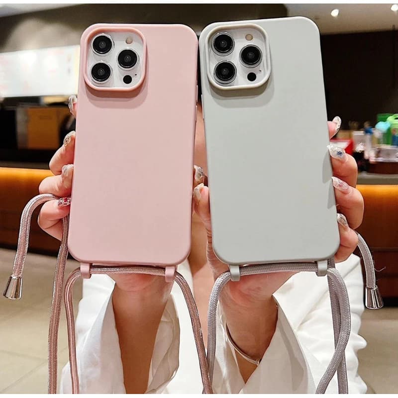 Capa De Alça De Pescoço Com Cordão Crossbody De Silicone Macio-Para iPhone 13/17/15/16 promax-& *-*