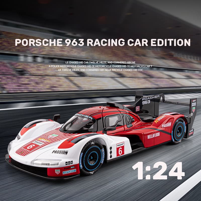 Escala 1 : 24 Porsche 963 Edição De Corrida Liga Modelo De Carro Diecast Som Luz Amantes Do Coleção Crianças Presente An